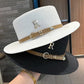 Summer Sun Hat Flat Top Straw Hats for Women New Metal R Letter Fashionable Beach Sun Hat Females Travel Holidays Boater Hat - Boutique Beauté Santé 