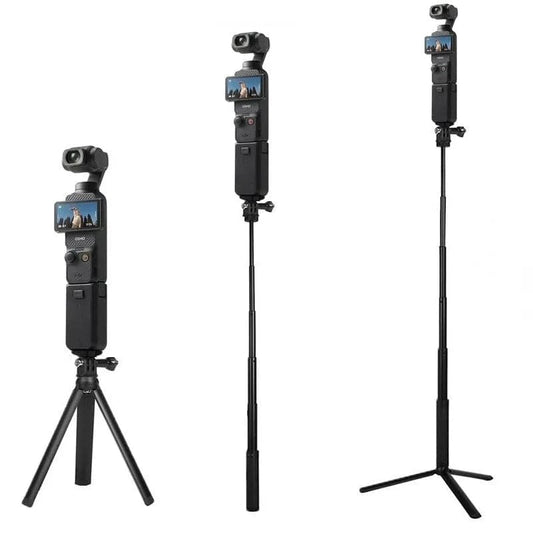 2in1 Metal Selfie Stick Tripod Lengthen Holder Telescopic Rod for DJI Osmo Pocket 2 3 Camera Gimbal Accessories