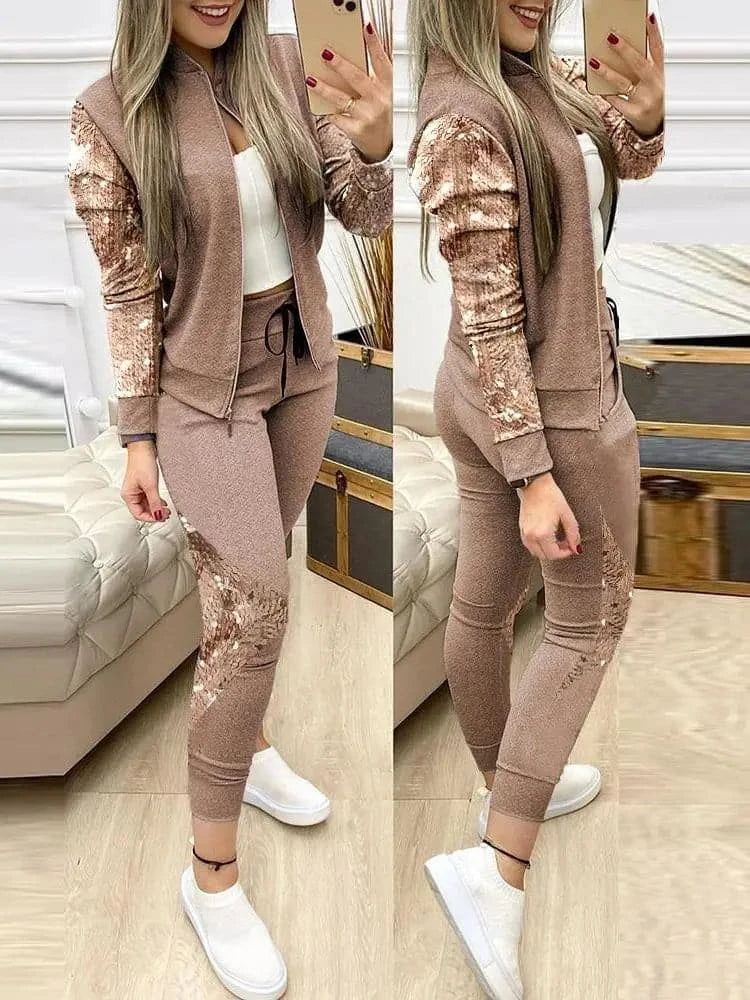 Spring 2 Piece Woman Set 2024 Women Two Piece Set Outfits Autumn Women's Tracksuit Zipper Top Pants Casual Sport Suit