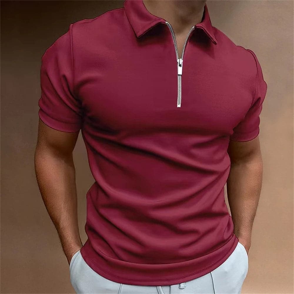 Simple Polo Shirt For Men Solid Golf Clothing Daily Casual High Quality Zip Polo Shirts Summer Breathable Quick Dry Men Clothing - Boutique Beauté Santé 