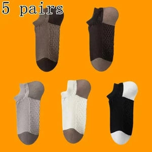 5/10 Pairs Massage Bottom Mesh Breathable Sweat-Absorbent Deodorant Summer Thin Men's Socks Men's Short Socks