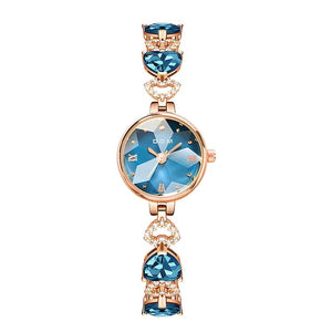 DOM 1766 Quartz Watch Women Fashion Elegant Blue Diamond Small Dial Watches Pointer Bracelet Wristwatches for Ladies Clock Gift