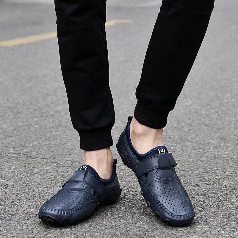 Genuine Leather Men Shoes Casual Italian Hollow Out Men Loafers Summer Breathable Driving Shoes Slip on Moccasins Zapatos Hombre - Boutique Beauté Santé 