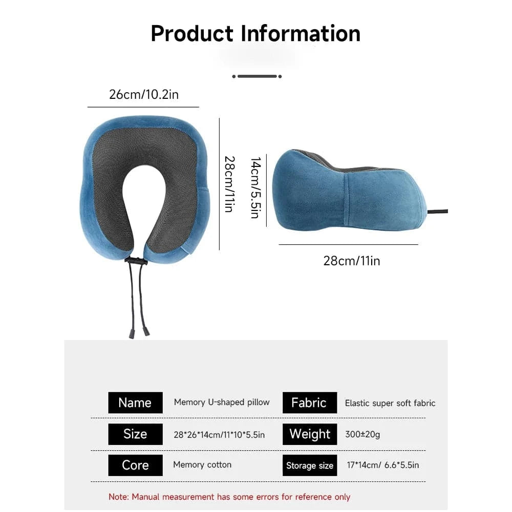 U-Shaped Memory Foam Neck Pillows Travel Soft Massage Cervical Pillow Set Sleeping Airplane Car Portable Mini Healthcare Bedding