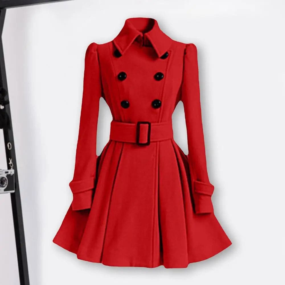 S-XXL New Fashion Classic Winter Thick Coat Europe Belt Buckle Trench Coats Double Breasted Outerwear Casual Ladies Dress Coats - Boutique Beauté Santé 