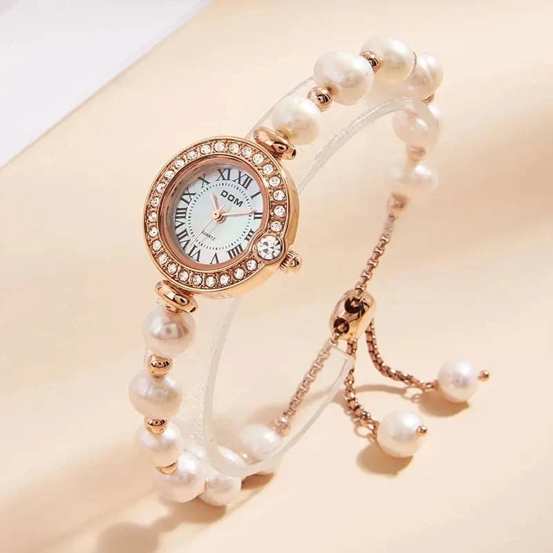 DOM 1565 Quartz Watch Women Diamond Round Golden Bracelet Watches Luxury Fashion Pointer Wristwatches Ladies Clock Birthday Gift - Boutique Beauté Santé 