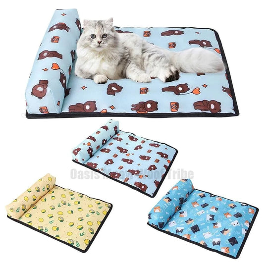 Pet Pillow Cooling Mat Cat Bed Dog House Pad Summer Dogs Cats Ice Silk Cooling Blanket Cushion Pet Sofa Kitten Puppy Supplies - Boutique Beauté Santé 