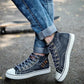 High Top Canvas Denim Sneakers Women 2024 b Ladies Round Toe Lace Up Casual Flat Running Walking Spring Classic Sport Shoe