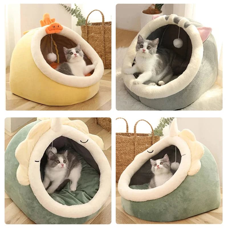 Cat Bed House Kennel Nest Round Pets Sleeping Cave Kitten Beds Pet Basket Cozy Kitten Lounger Cushion Cat House Tent Dog House - Boutique Beauté Santé 