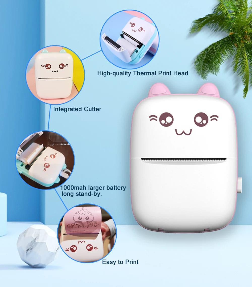 Pocket Mini Thermal Printer Bluetooth WIFI Mobile Phone Photo Label Note English Error Question Learning Printing Portable Maker - Boutique Beauté Santé 