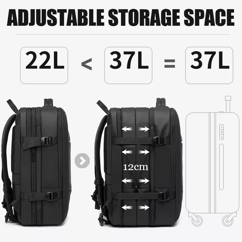 BANGE-Sac à Dos de Voyage pour Homme, Business, École, Extensible, USB, Grande Capacité, 17.3, Ordinateur Portable, Étanche, Mode