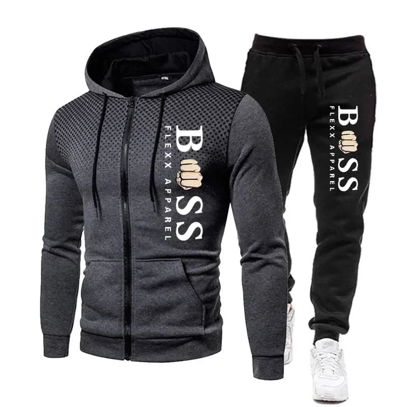 2024  New Fall Winter Zipper Fleece Men's Tracksuit Hoodies Pants Sweatshirts Two Piece Sets Suit Sportswear Brand Men Clothing - Boutique Beauté Santé 