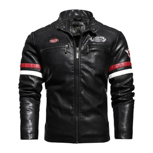 Blouson aviateur en cuir PU brodé pour hommes, pardessus de motard vintage, vestes de sourire à fermeture éclair, patchwork décontracté, moto, automne