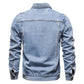 Men Cardigan Patchwork Coat 2024 Autumn Winter New Denim Jacket Men Long-Sleeved Single-Breasted Turn-down Collar Denim Jacket