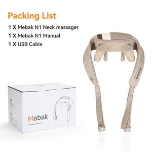 Mebak N1-Ohio eur pour le cou et les cervicales, avec oreiller de massage chauffant, pour le dos, les jambes, la taille, pétrissage musculaire, châle de massage