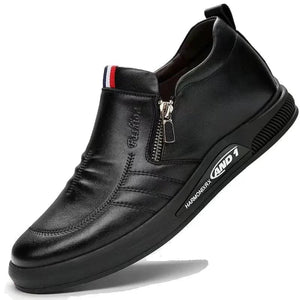 Chaussures en cuir décontractées pour hommes, Mocassins de marque tendance, Mocassins d'automne à fermeture éclair, Mocassins d'affaires confortables, Chaussures de tennis pour hommes