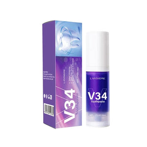 V34 Pro Smile Removal Plaque Stain Purple Corrector Teeth Whitening Toothpaste Enamel Care Easy Reduce Yellowing Oral Clean Care