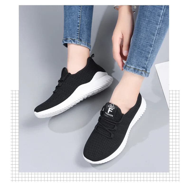 Women's Casual Sneakers Summer Comfortable Breathable Flat Shoes Fashion Women Walking Soft Versatile Lace-Up Running Shoes - Boutique Beauté Santé 