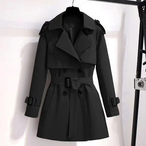 Trench Women British Short Style Coats Autumn High Street Fashion Adjustable Waist Outwear All-match Chic Female Elegant Temper