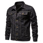 Men Cardigan Patchwork Coat 2024 Autumn Winter New Denim Jacket Men Long-Sleeved Single-Breasted Turn-down Collar Denim Jacket