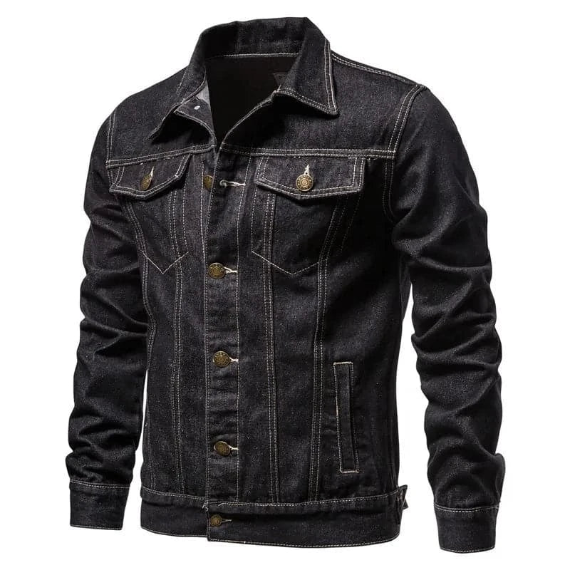 Men Cardigan Patchwork Coat 2024 Autumn Winter New Denim Jacket Men Long-Sleeved Single-Breasted Turn-down Collar Denim Jacket