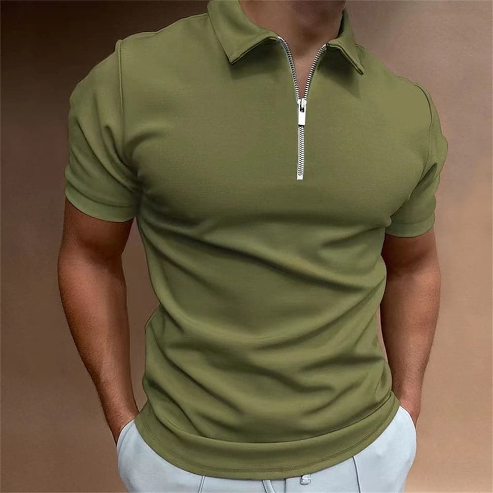 Simple Polo Shirt For Men Solid Golf Clothing Daily Casual High Quality Zip Polo Shirts Summer Breathable Quick Dry Men Clothing - Boutique Beauté Santé 